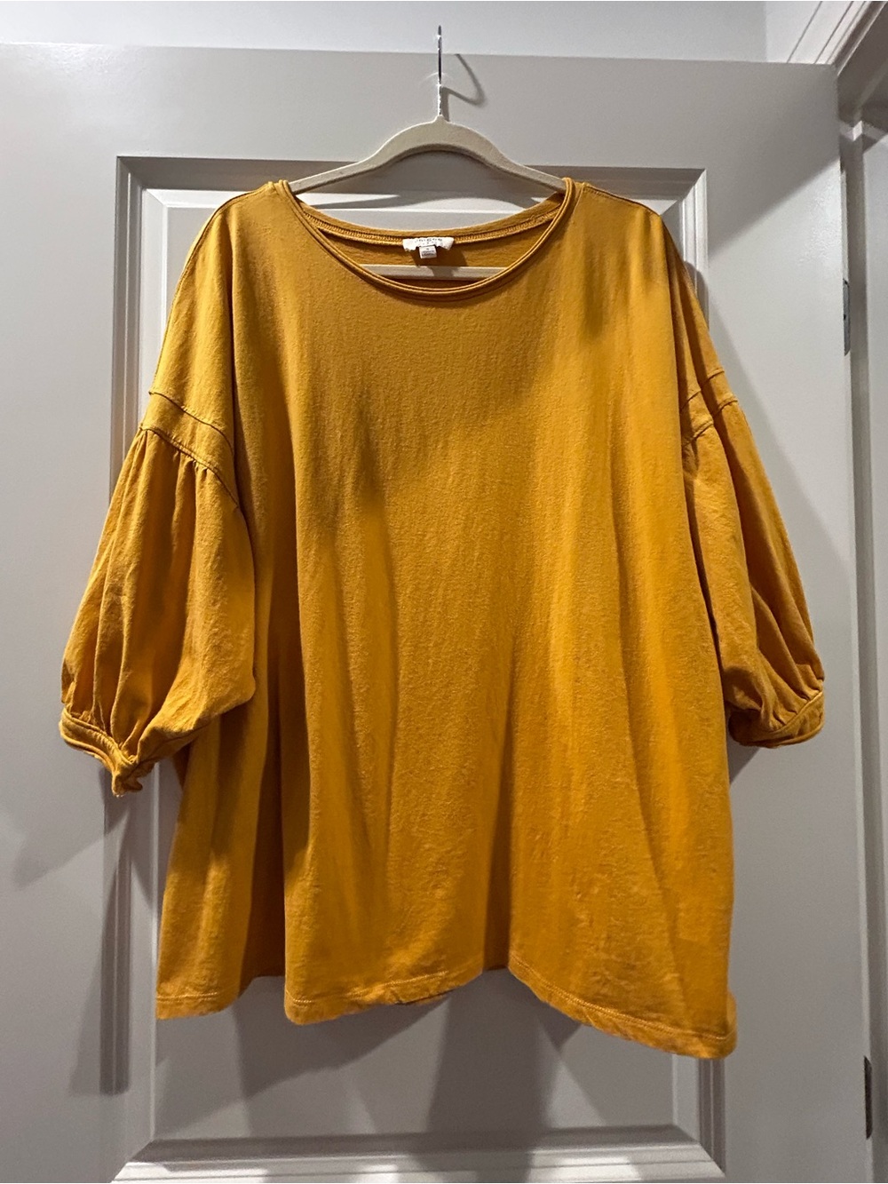 Umgee Mustard Yellow Balloon-Sleeve Sweatshirt